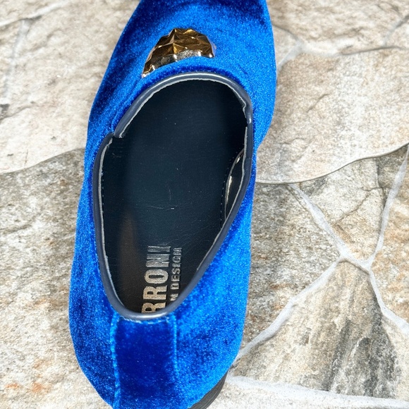 Terroni Royal Blue Men\'s Slip-On Dress Shoe-Fashionable-Italian Design